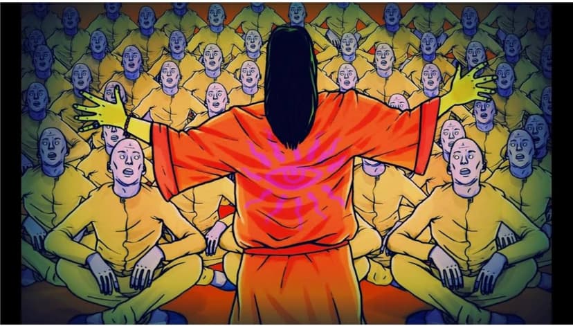 Владелец завода в яркой одежде среди сотрудников в одинаковой форме, создающий корпоративную культуру.